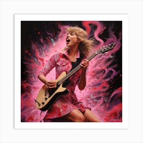 AI Taylor Swift Playing Guitar Art Print