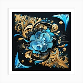 Flowers And Geo Shapes Art Print