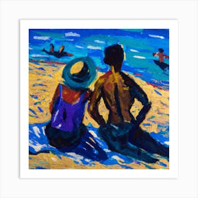 Couple On The Beach Art Print