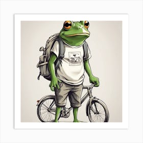 Frog On A Bike Art Print