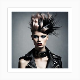 Woman In A Leather Jacket Art Print