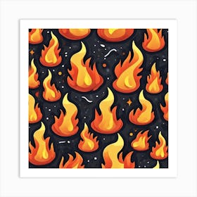 Seamless Pattern With Fire 1 Art Print