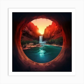 Waterfall Through A Tunnel Art Print