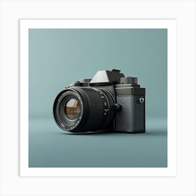 Camera On A Grey Background Art Print