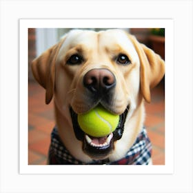 Dog With Tennis Ball Art Print