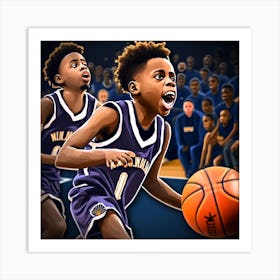 Basketball Player Dribbling Art Print