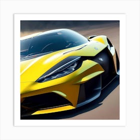 yellow sports car Side Image Art Print