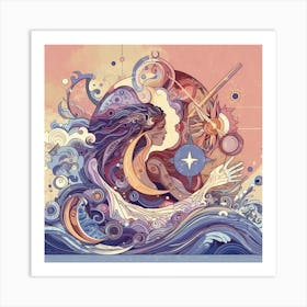 Woman In The Ocean Art Print