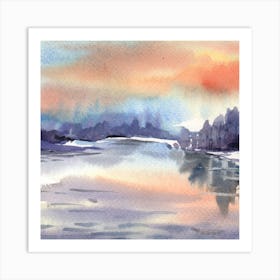 Sunset By The River Art Print