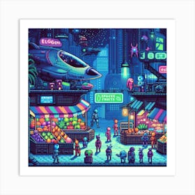 8-bit intergalactic marketplace Art Print