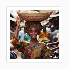 Nigerian Woman With Basket Art Print