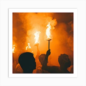 People With Torches Art Print