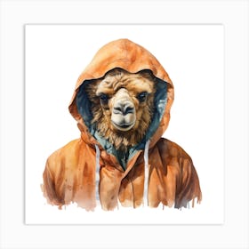 Watercolour Cartoon Camel In A Hoodie 3 Art Print