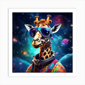 Giraffe In Space art print Art Print