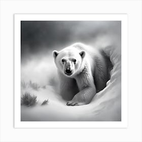 Bear Cub Emerging from Arctic Snow Burrow Art Print
