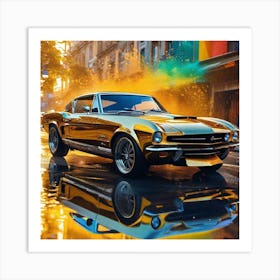 Golden Mustang Art Print