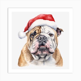 Santa Bulldog Art Print