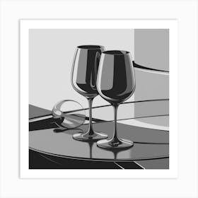 A Stunning Illustration Of A Pair Of Grey Wine Gla X2nlsqxkrcw9sqzbbwy4ua Agrku1mctd Ekcqxv Ionq Art Print