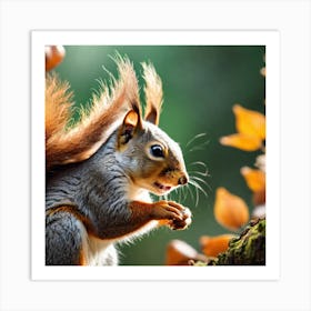 Squirrel In Autumn 1 Art Print