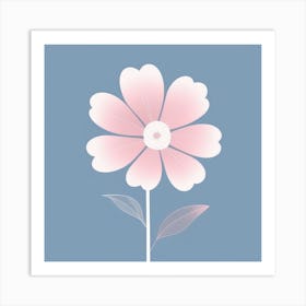 A White And Pink Flower In Minimalist Style Square Composition 81 Art Print