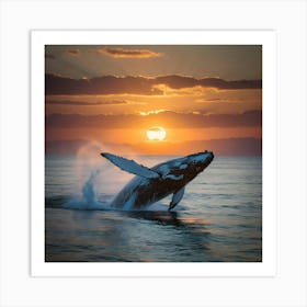 Humpback Whale At Sunset 1 Art Print