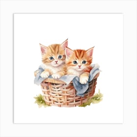 Kittens In A Basket.2 Art Print