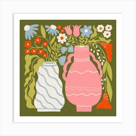 Vases And Flowers Art Print