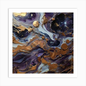 Purple And Gold Abstract Painting 1 Art Print