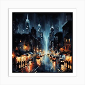 Night In New York City Art Print