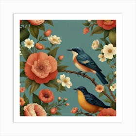 Birds On A Branch Art Print