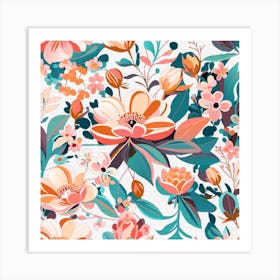 Oil Seamless Spring Floral Pattern Art Print