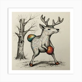 Deer With Balls 4 Art Print