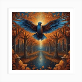 bird at autumn Dove Art Print