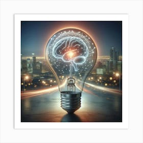 Brain In A Light Bulb Art Print