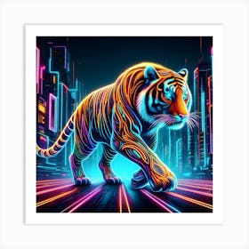 Neon Tiger 1 Art Print