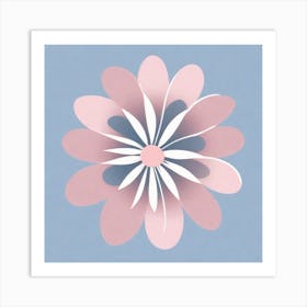 A White And Pink Flower In Minimalist Style Square Composition 597 Art Print