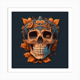 Skull With Leaves 2 Art Print