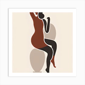 Woman Sitting On A Vase Art Print