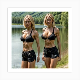 Two Beautiful Women In Bikinis Art Print