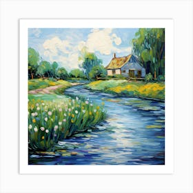 Garden Sonata: Brushstrokes in Riverside Harmony Art Print