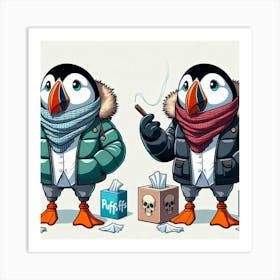 Puffins puffin’ 1 Art Print