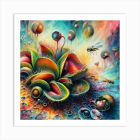 Abstract, Lively Venus Flytrap Flora Composition Art Print