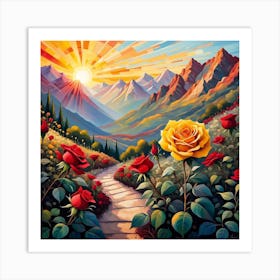 Sunrise Over Roses Art Print