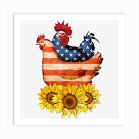 Trending Chicken Farm Animals Farmer Girl American Flag Art Print