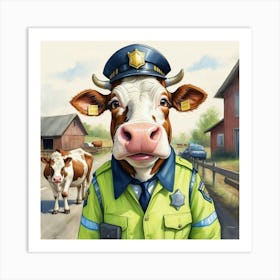 Police Officer Cow Art Print