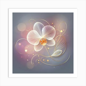 Orchid Flower On A Purple Background Art Print