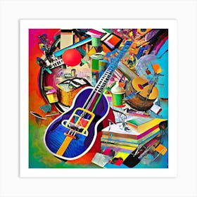 Blue Guitar Art Print