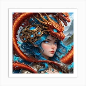 Dragon And A Girl tri Art Print