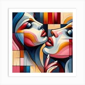 Kissing Women Art Print