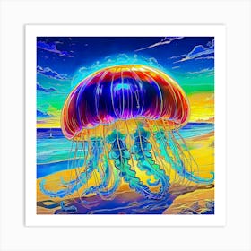 Jellyfish On The Beach 2 Art Print